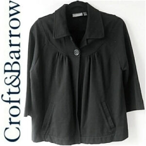 CROFT & BARROW ONE BUTTON CROPPED JACKET - BLACK